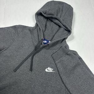 VTG Nike Hoodie Mens Medium Pullover Fleece Sweatshirt Swoosh Gray Size Small